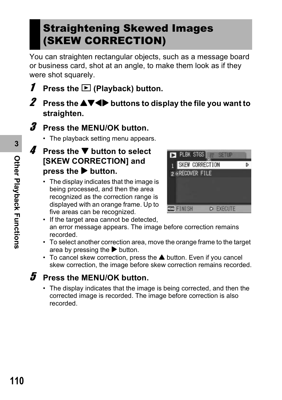 Straightening skewed images (skew correction) | Ricoh Caplio R6 User Manual | Page 112 / 195