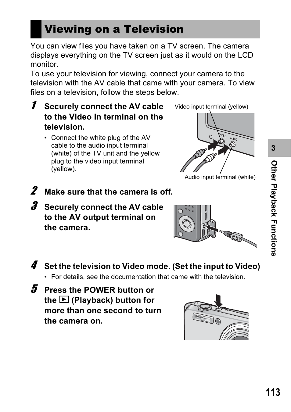 Viewing on a television | Ricoh Caplio R6 User Manual | Page 115 / 195