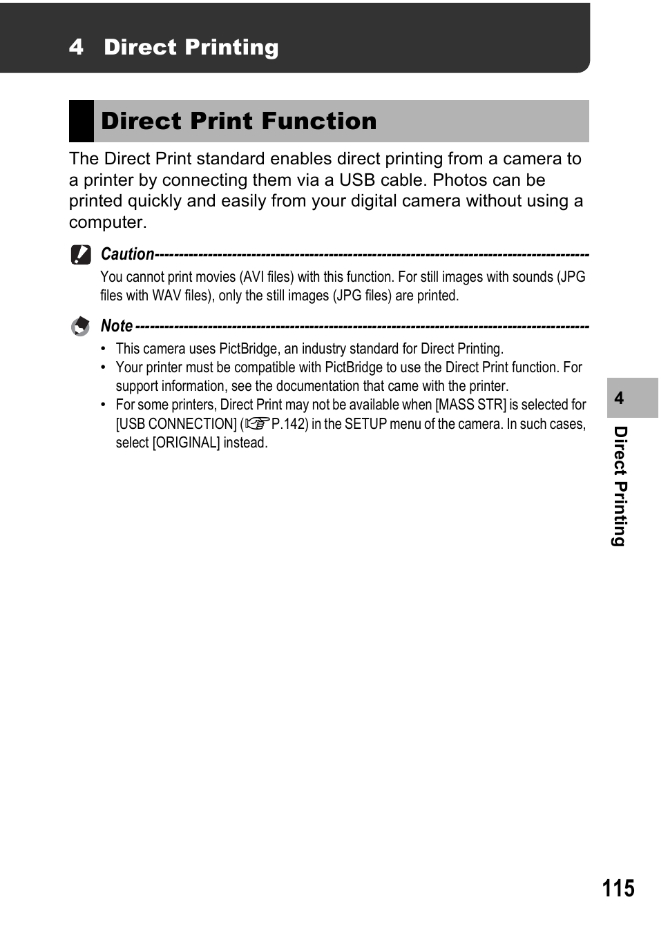 Direct print function, 4 direct printing | Ricoh Caplio R6 User Manual | Page 117 / 195