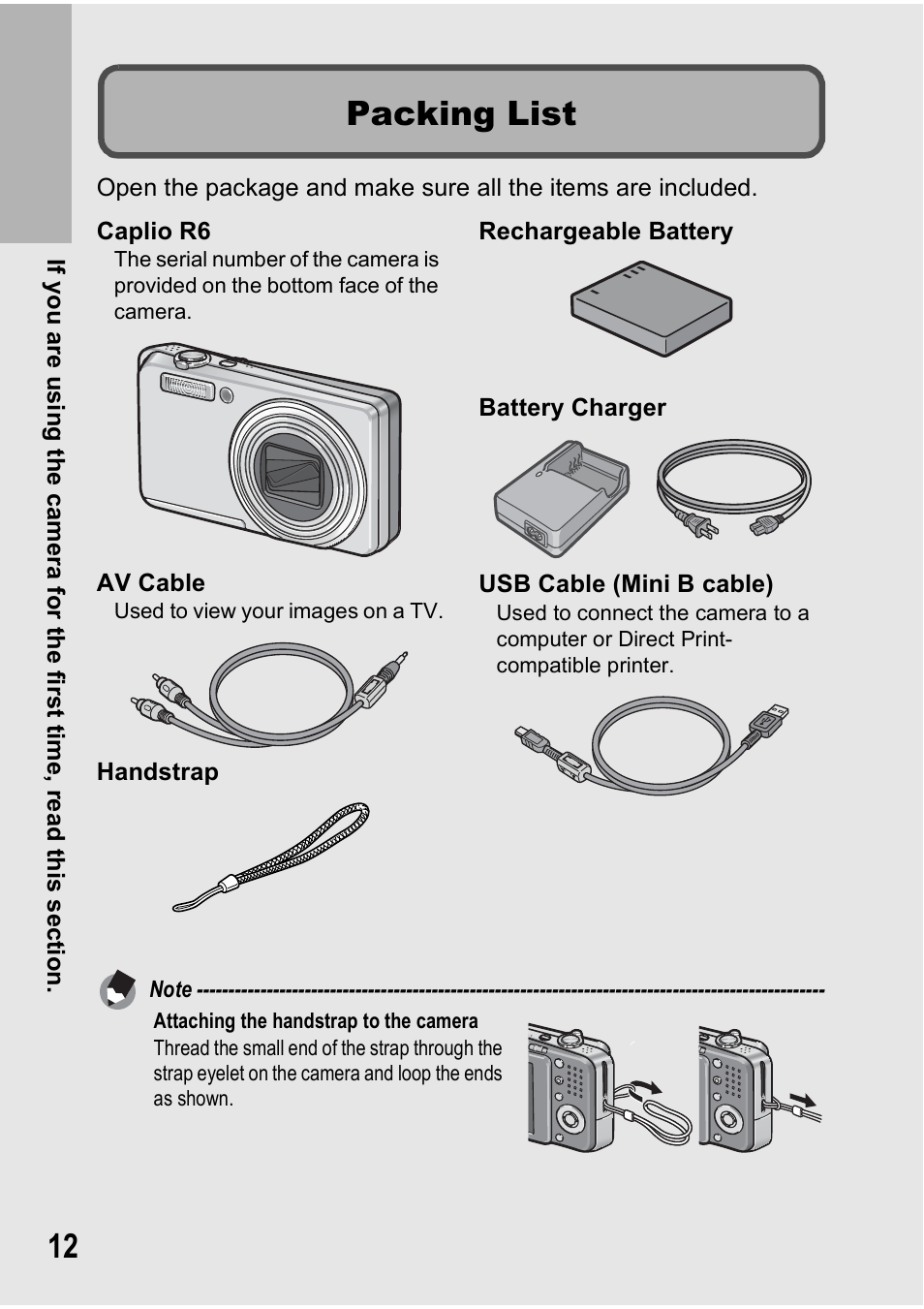 Packing list | Ricoh Caplio R6 User Manual | Page 14 / 195