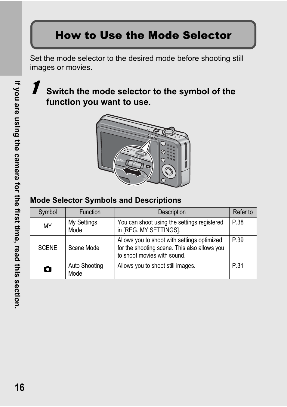 How to use the mode selector | Ricoh Caplio R6 User Manual | Page 18 / 195