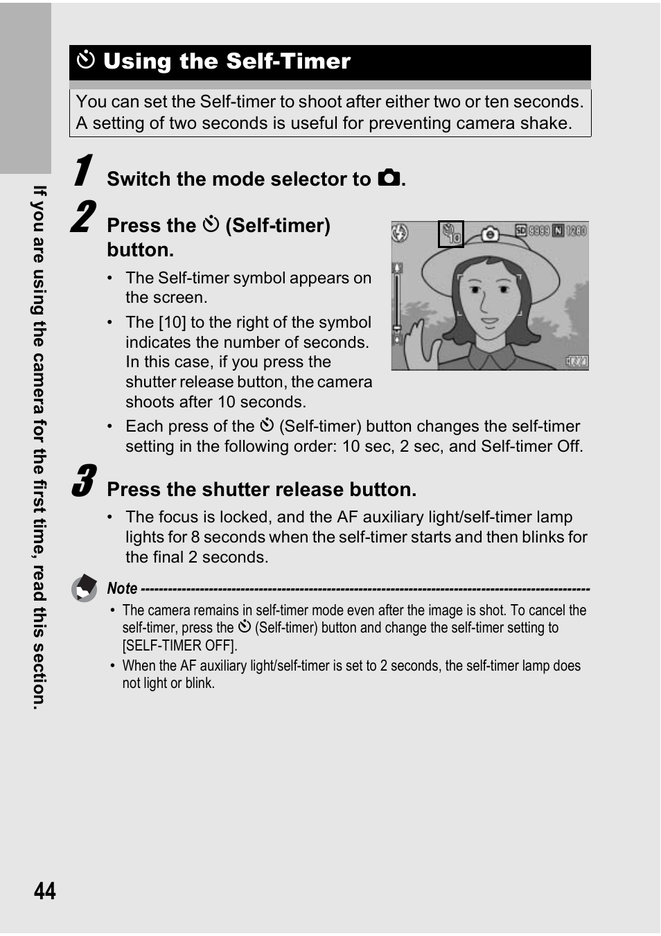 Tusing the self-timer | Ricoh Caplio R6 User Manual | Page 46 / 195