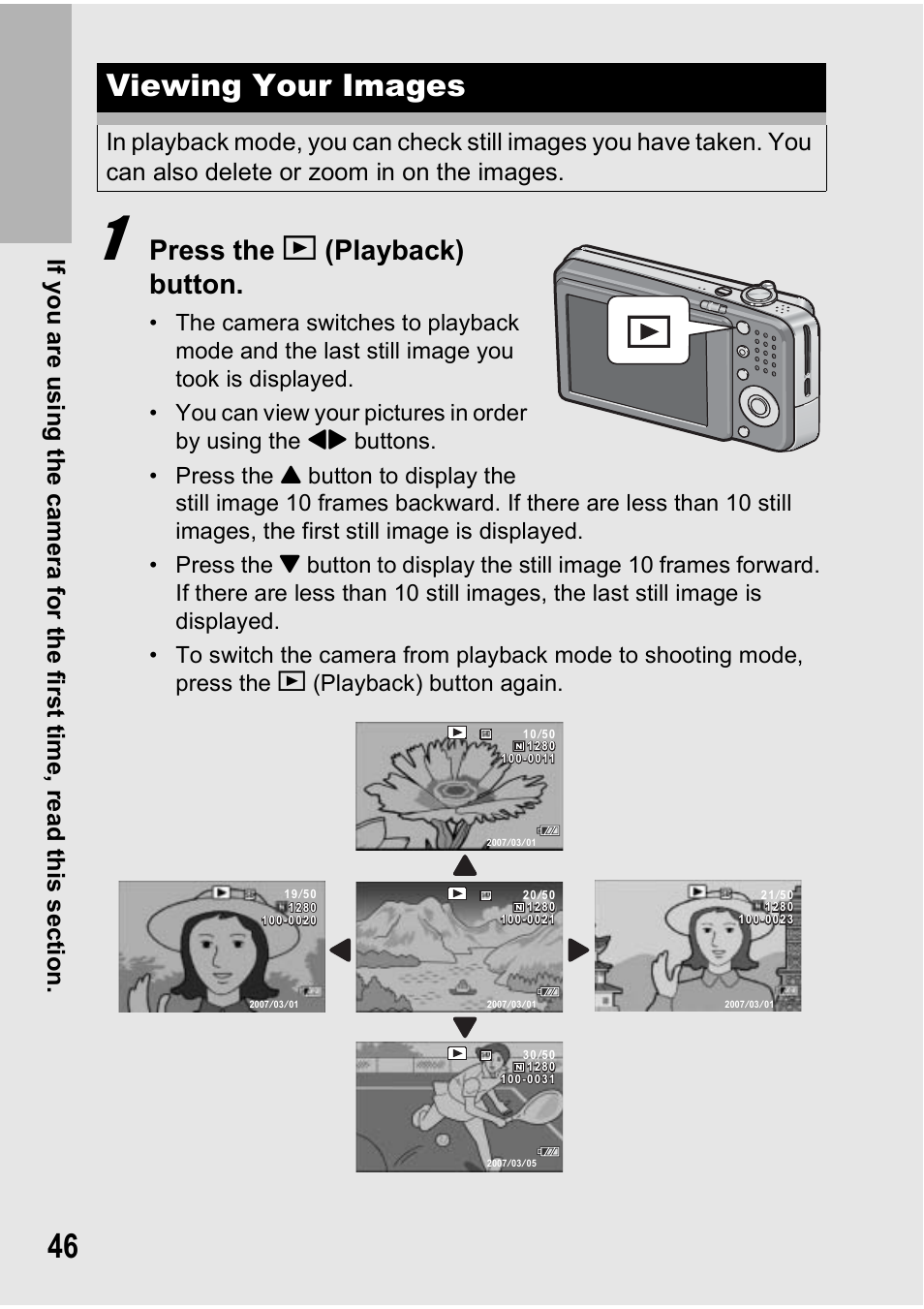 Viewing your images, Press the 6 (playback) button | Ricoh Caplio R6 User Manual | Page 48 / 195