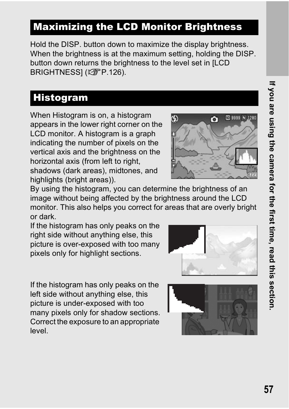 Maximizing the lcd monitor brightness histogram | Ricoh Caplio R6 User Manual | Page 59 / 195