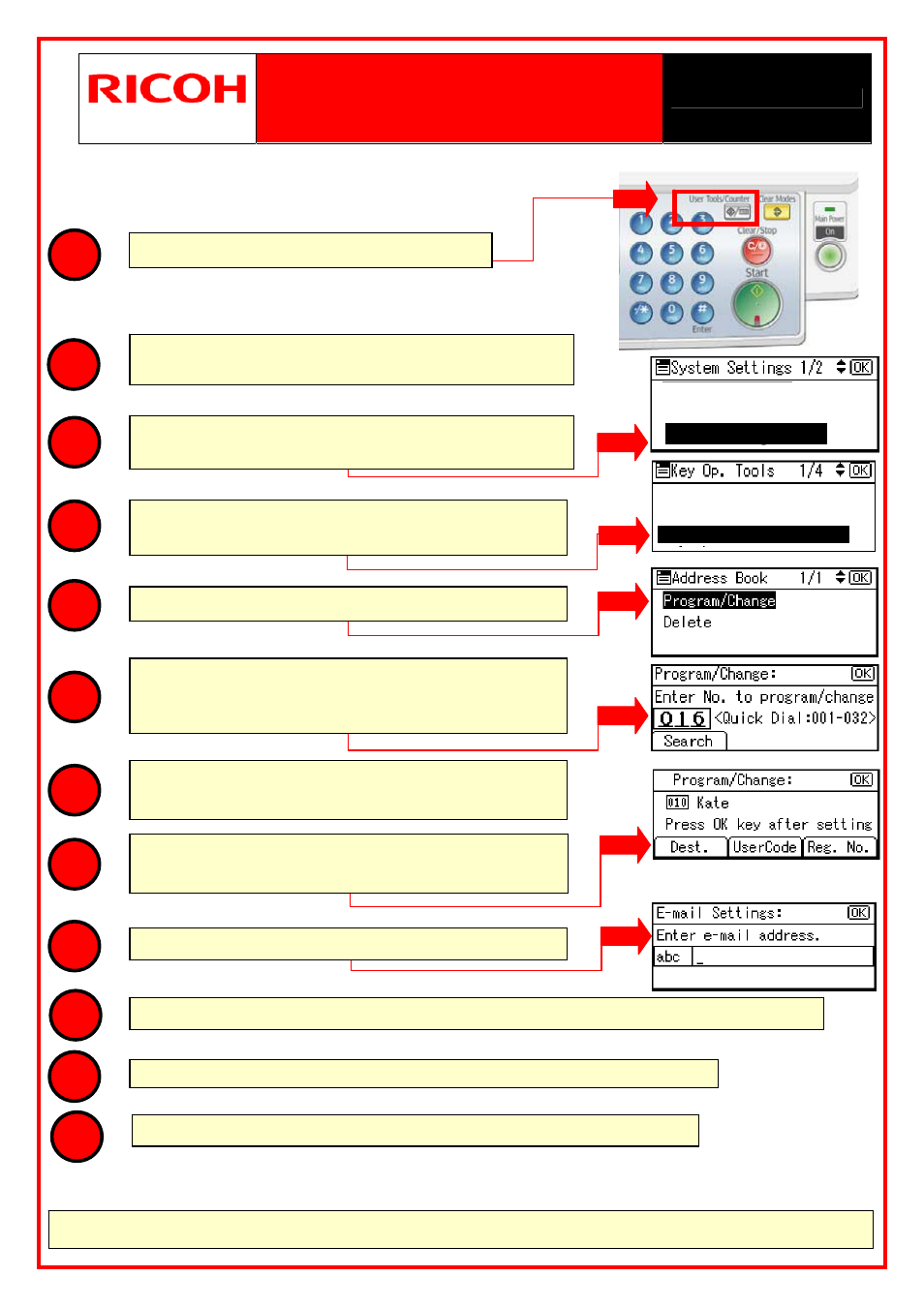 Program scan to email, Addresses | Ricoh MP 2000LE User Manual | Page 6 / 10