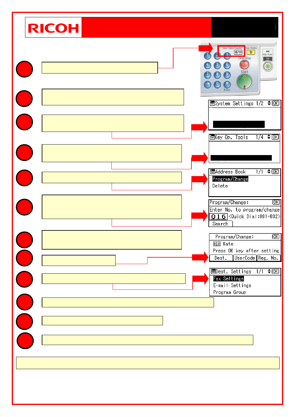 Program fax destinations | Ricoh MP 2000LE User Manual | Page 7 / 10