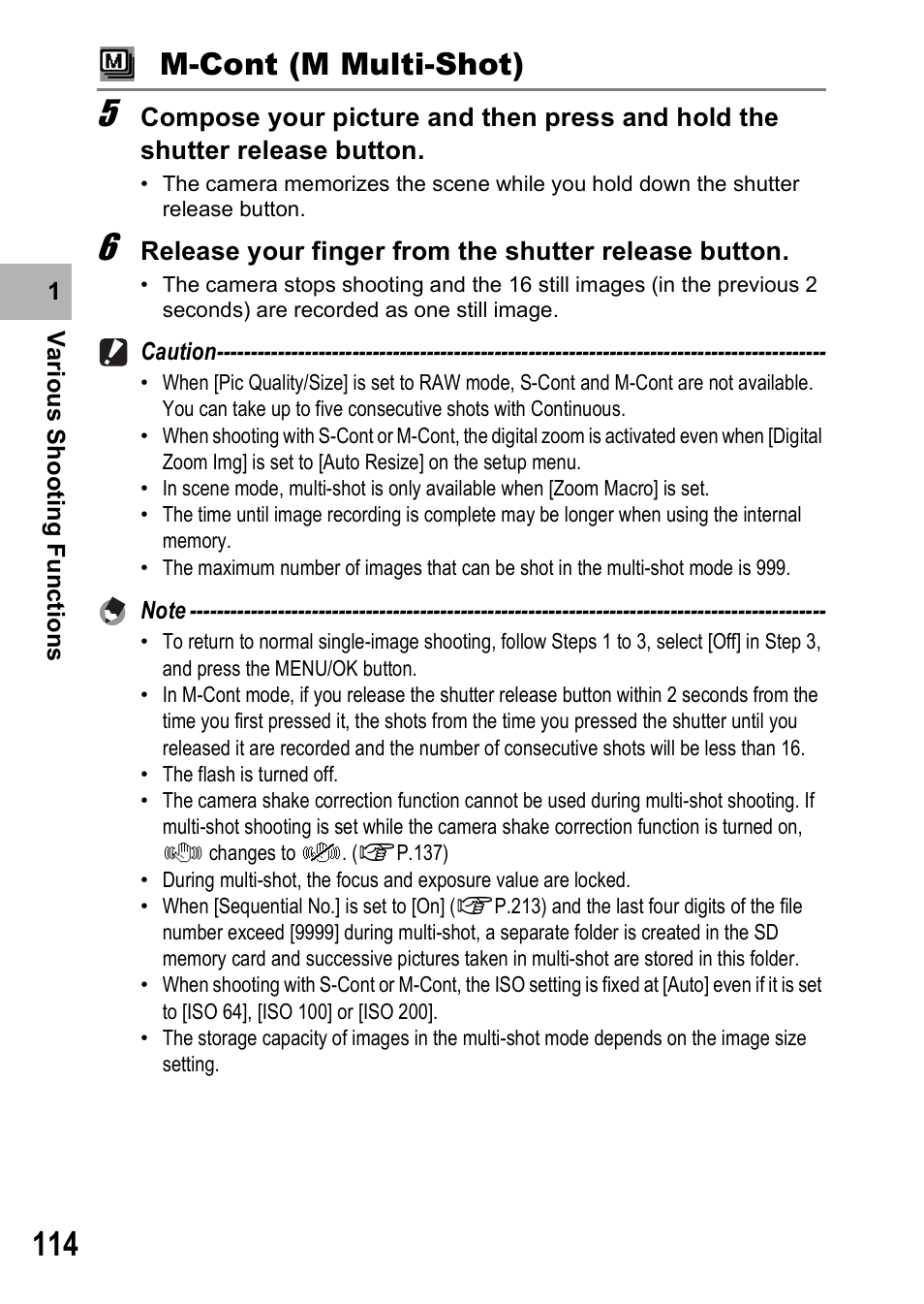 M-cont (m multi-shot) | Ricoh GX200 VF KIT User Manual | Page 116 / 266