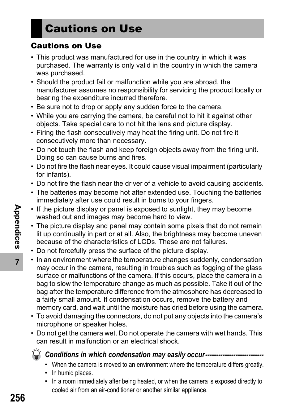 Cautions on use | Ricoh GX200 VF KIT User Manual | Page 258 / 266