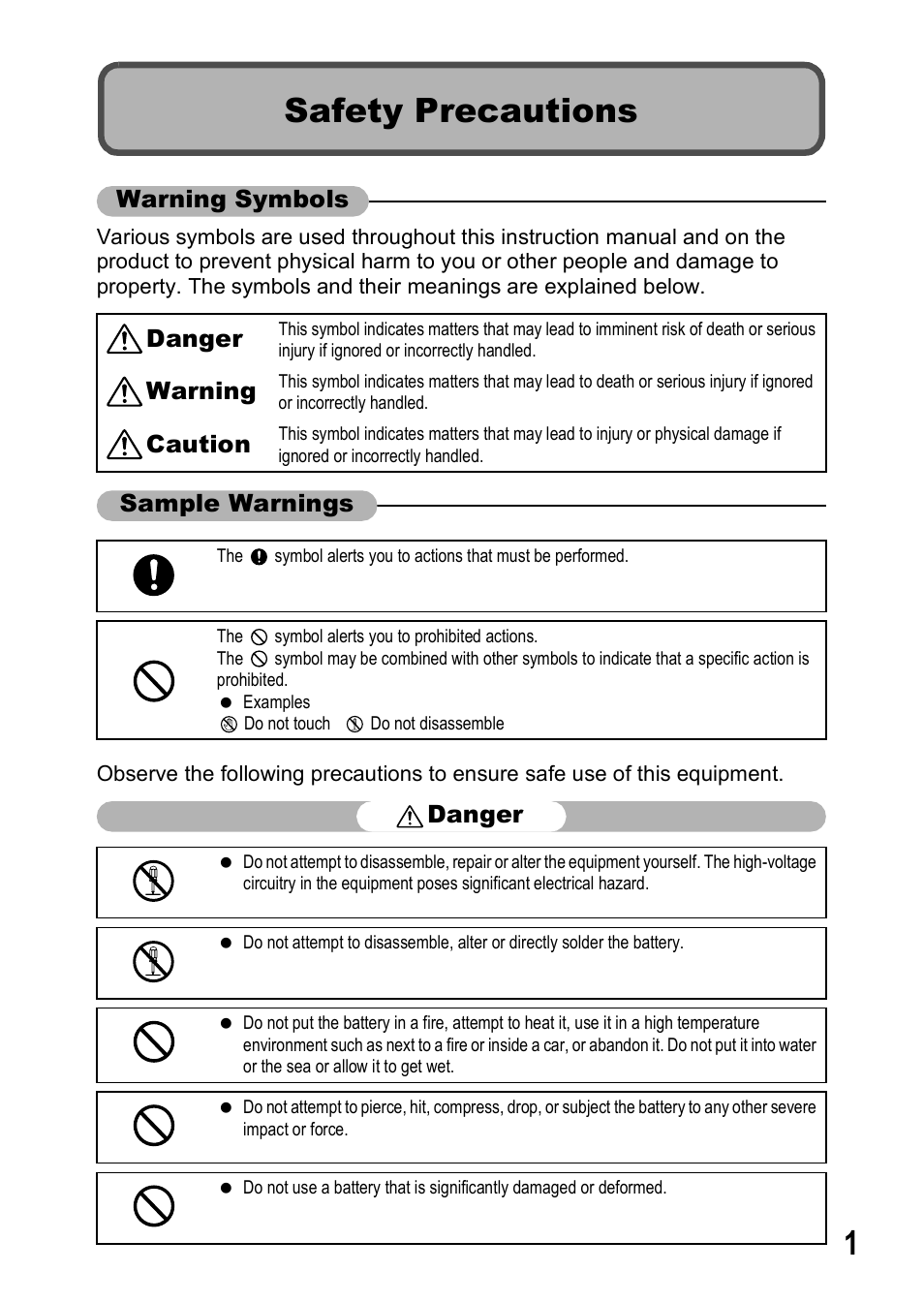 Safety precautions | Ricoh GX200 VF KIT User Manual | Page 3 / 266