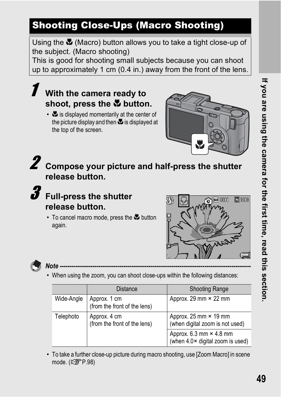 Shooting close-ups (macro shooting) | Ricoh GX200 VF KIT User Manual | Page 51 / 266