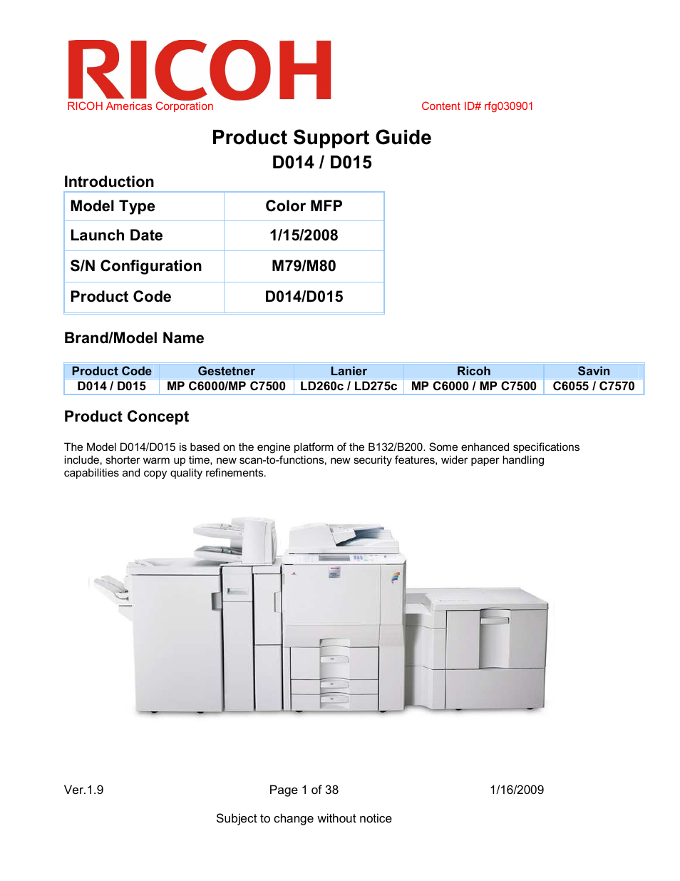 Ricoh D015 User Manual | 38 pages