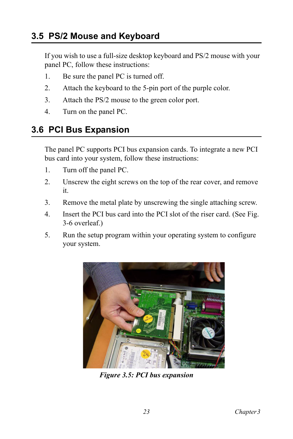 5 ps/2 mouse and keyboard, 6 pci bus expansion, Figure 3.5: pci bus expansion | Ps/2 mouse and keyboard, Pci bus expansion, Figure 3.5:pci bus expansion | Ricoh PPC-154 User Manual | Page 31 / 70