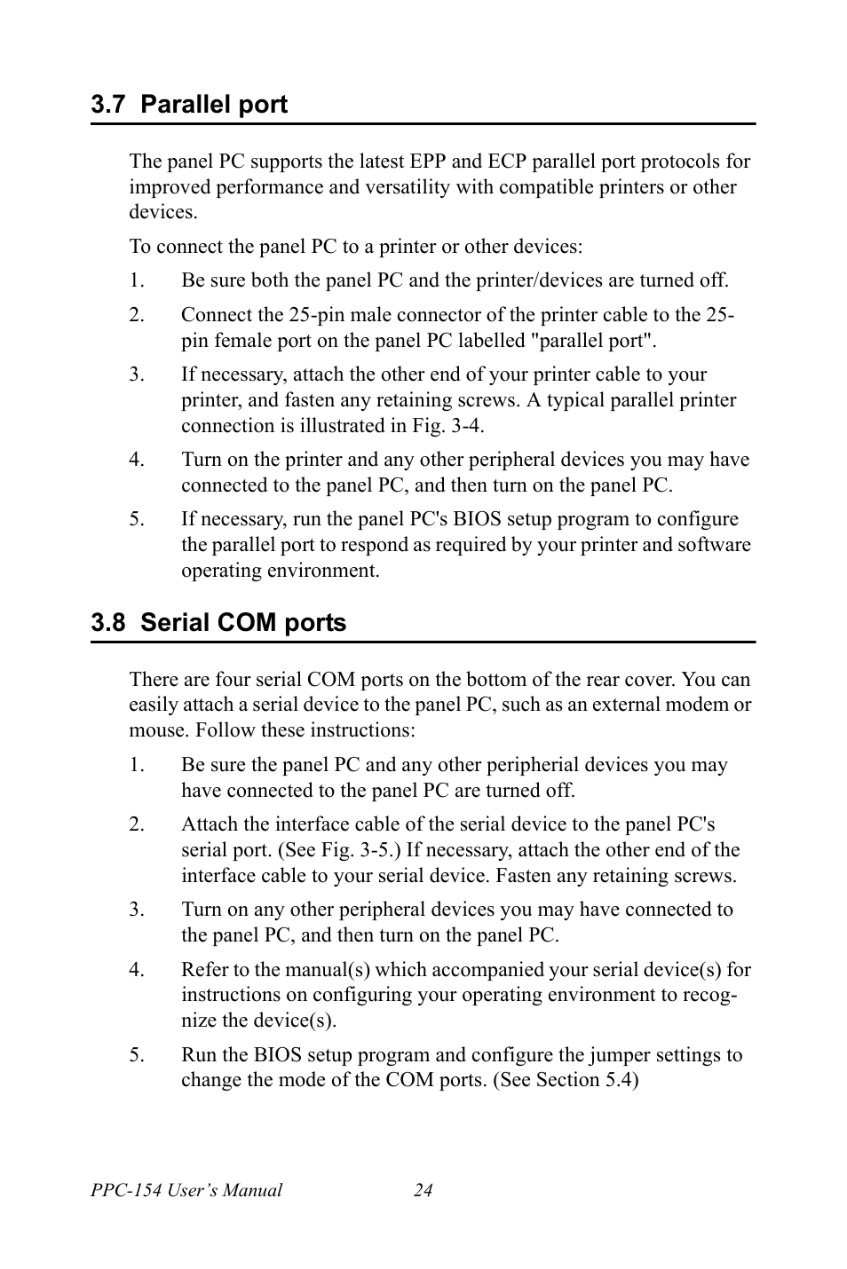 7 parallel port, 8 serial com ports, Parallel port | Serial com ports | Ricoh PPC-154 User Manual | Page 32 / 70