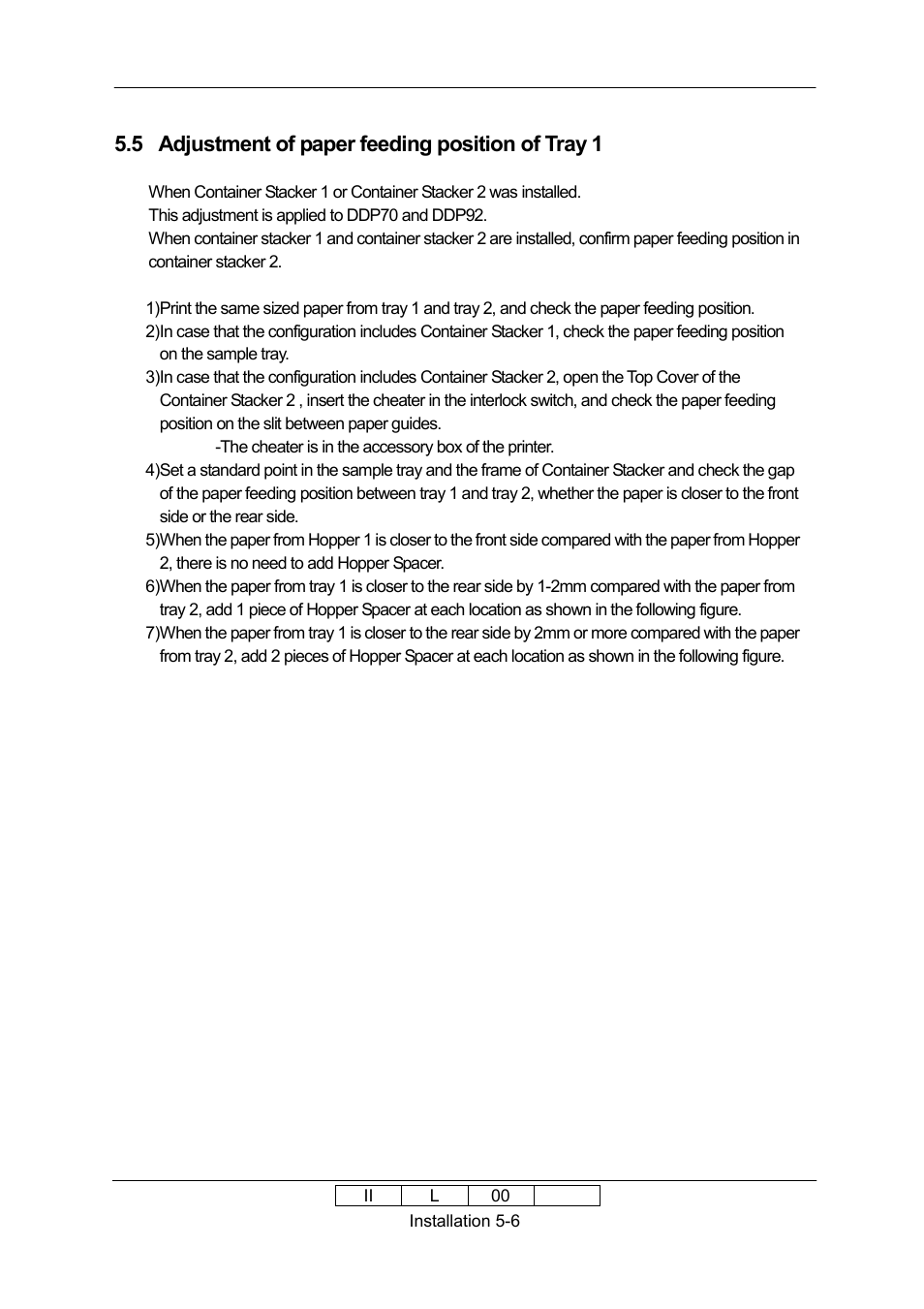 5 adjustment of paper feeding position of tray 1 | Ricoh 70E User Manual | Page 105 / 122