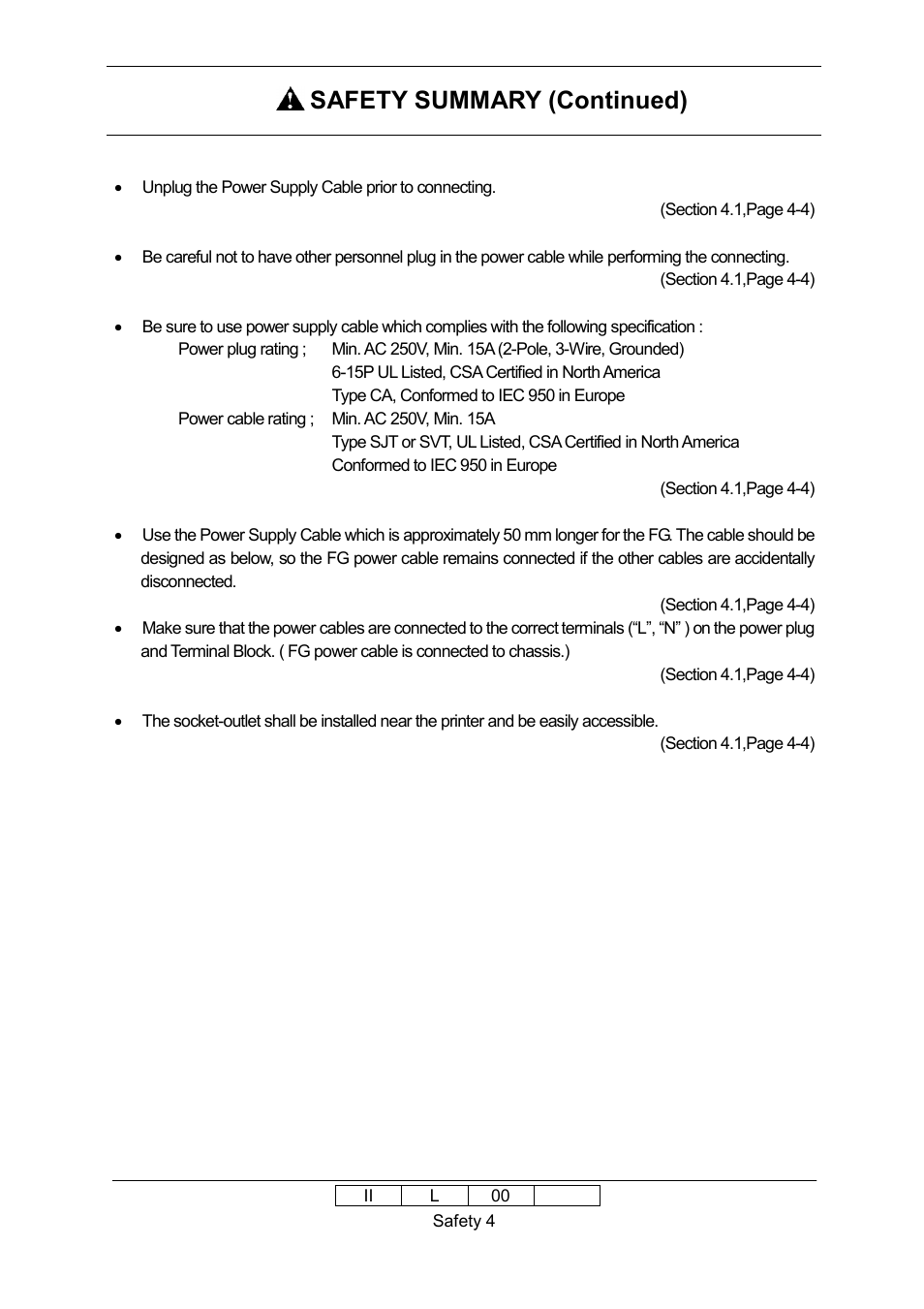 Safety summary (continued) | Ricoh 70E User Manual | Page 11 / 122