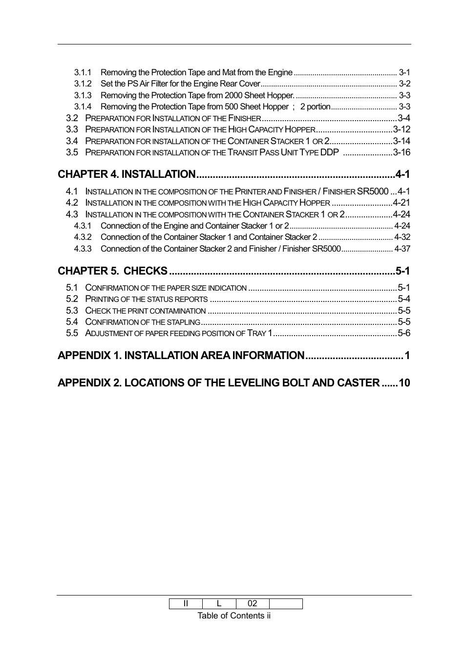 Chapter 4. installation -1, Chapter 5. checks -1 | Ricoh 70E User Manual | Page 7 / 122