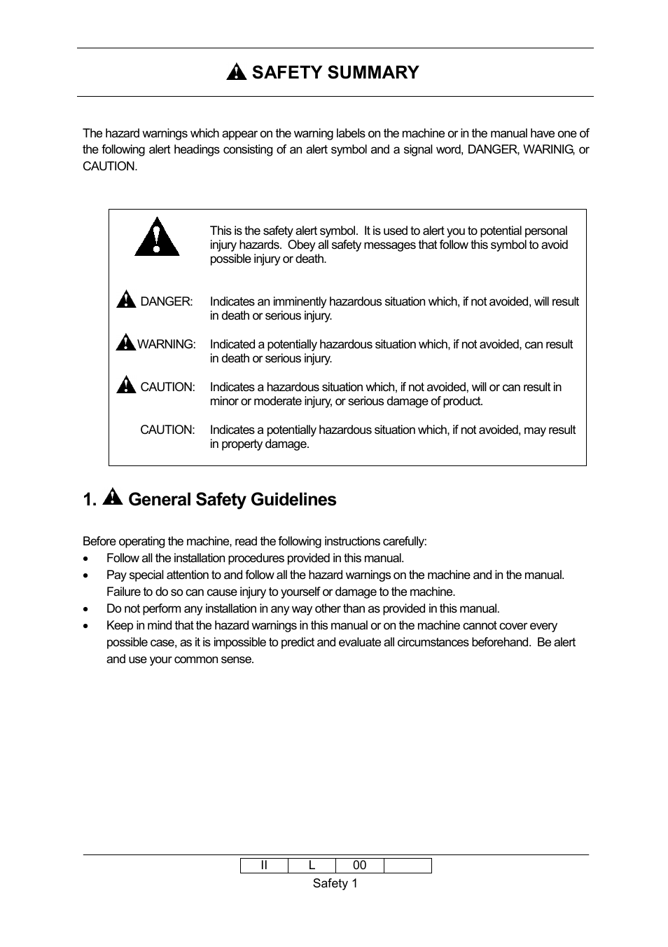 Safety summary, General safety guidelines | Ricoh 70E User Manual | Page 8 / 122