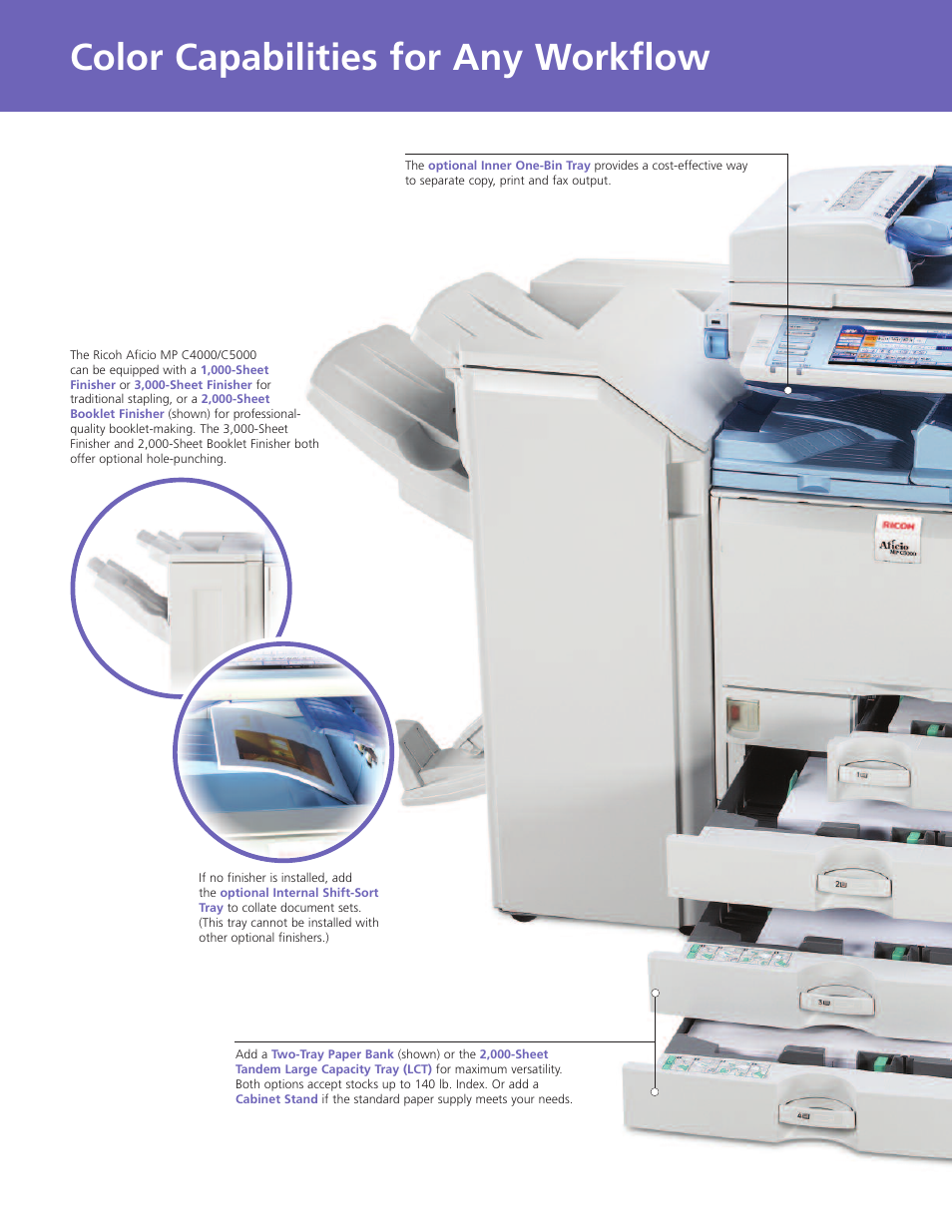 Color capabilities for any workflow | Ricoh Aficio MP C4000 User Manual | Page 6 / 8