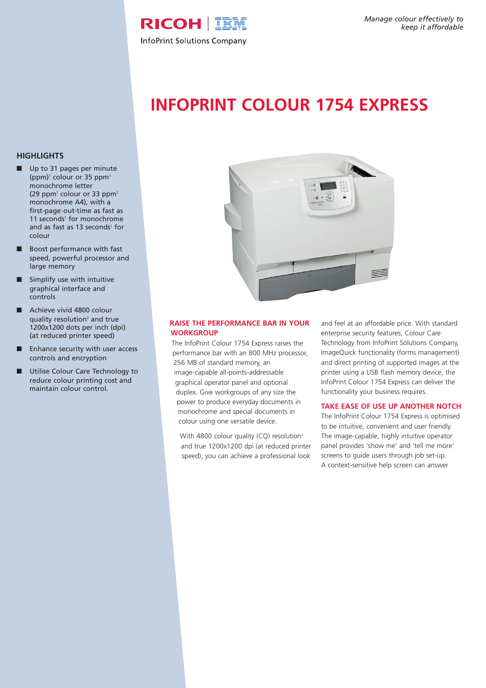 Ricoh Infoprint 1754 Express User Manual | 6 pages