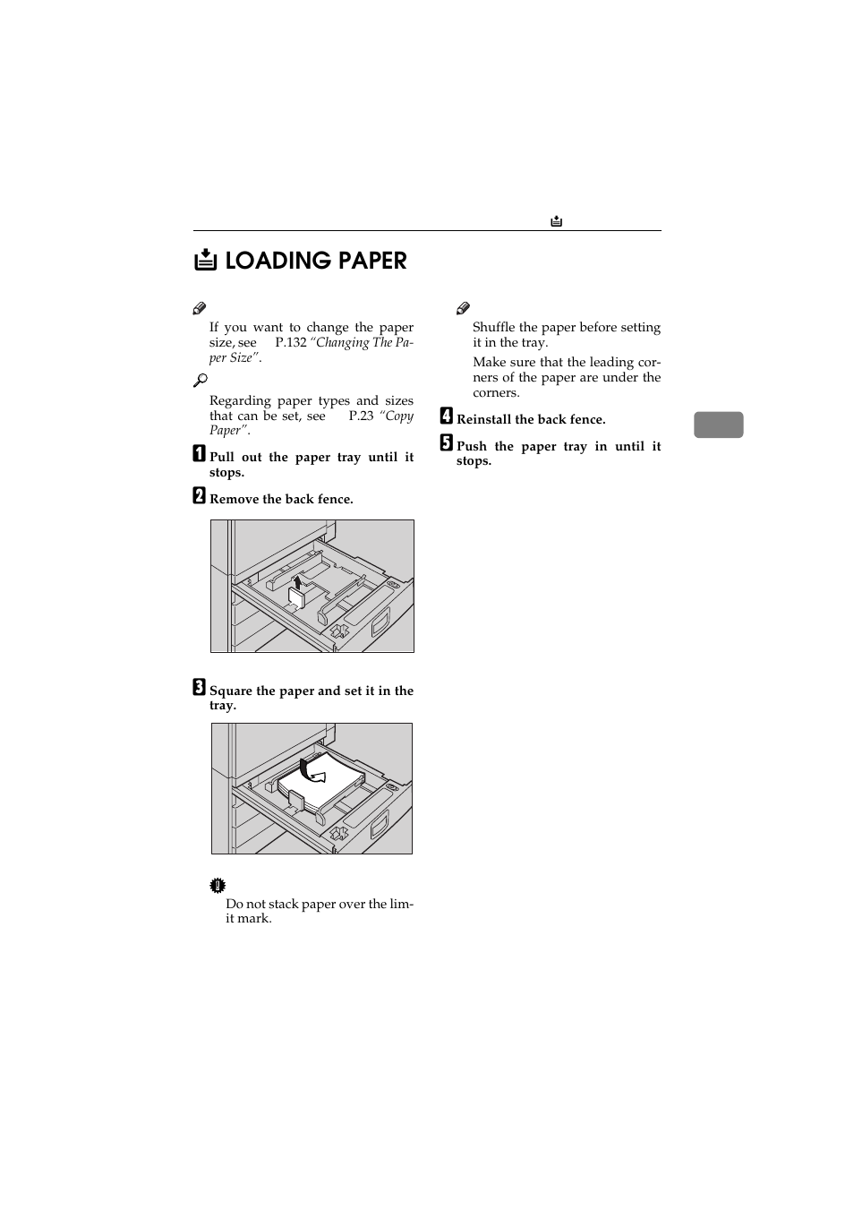 Loading paper, 3b loading paper | Ricoh 450 User Manual | Page 135 / 209