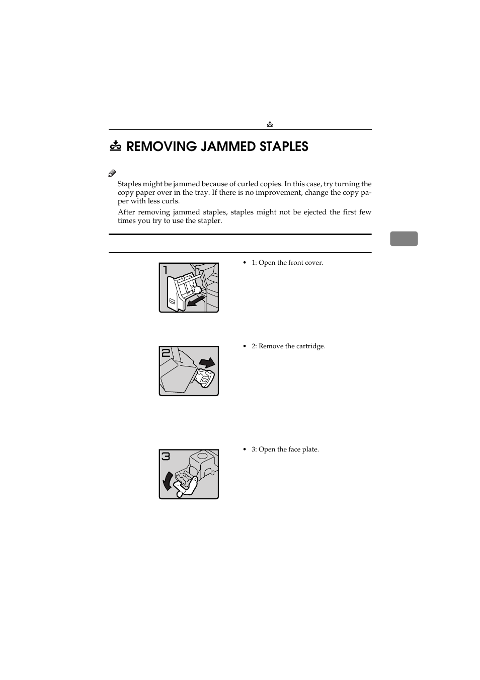 Removing jammed staples, 1000-sheet finisher, 3e removing jammed staples | Ricoh 450 User Manual | Page 155 / 209