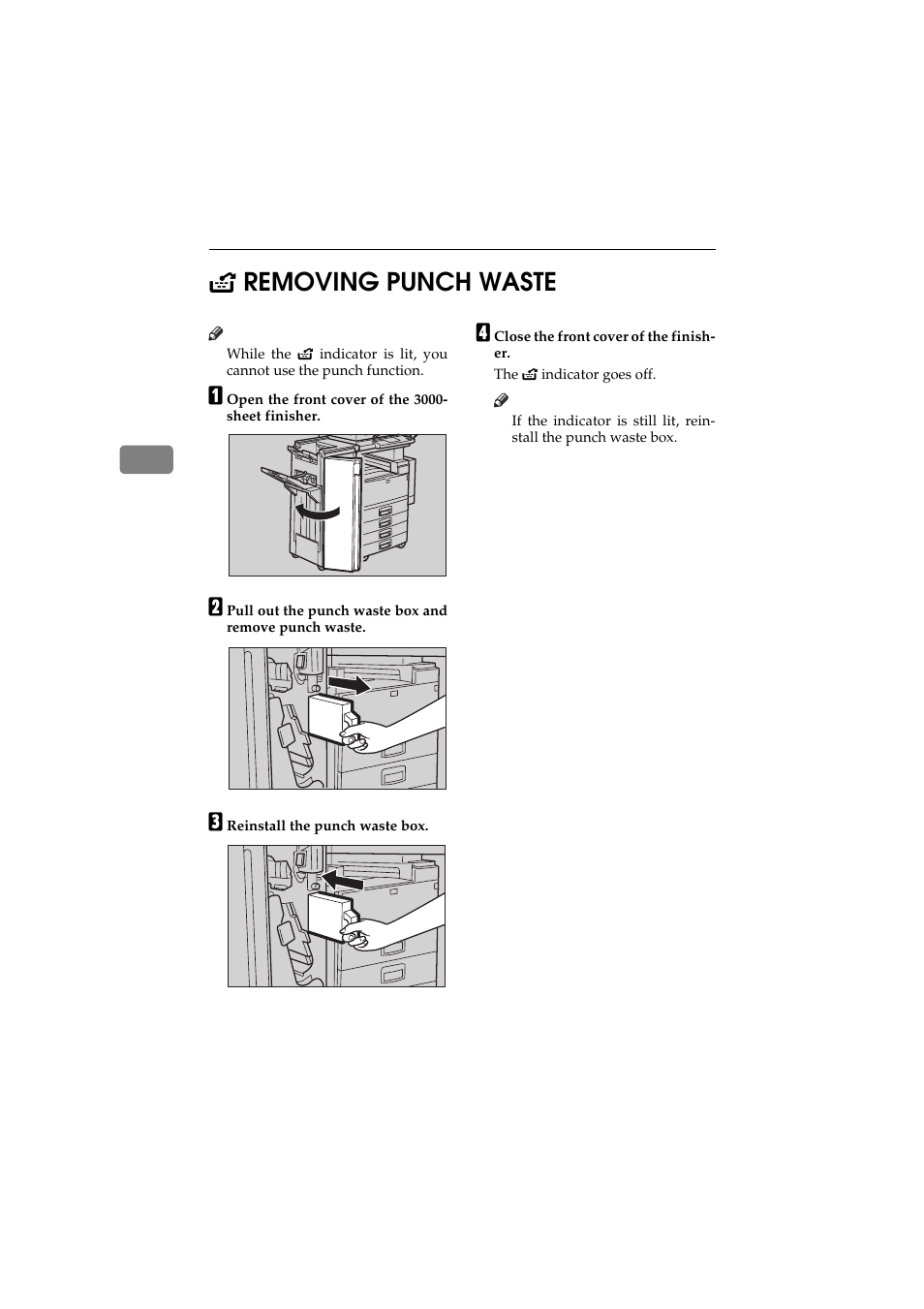 Removing punch waste, 3y removing punch waste | Ricoh 450 User Manual | Page 160 / 209