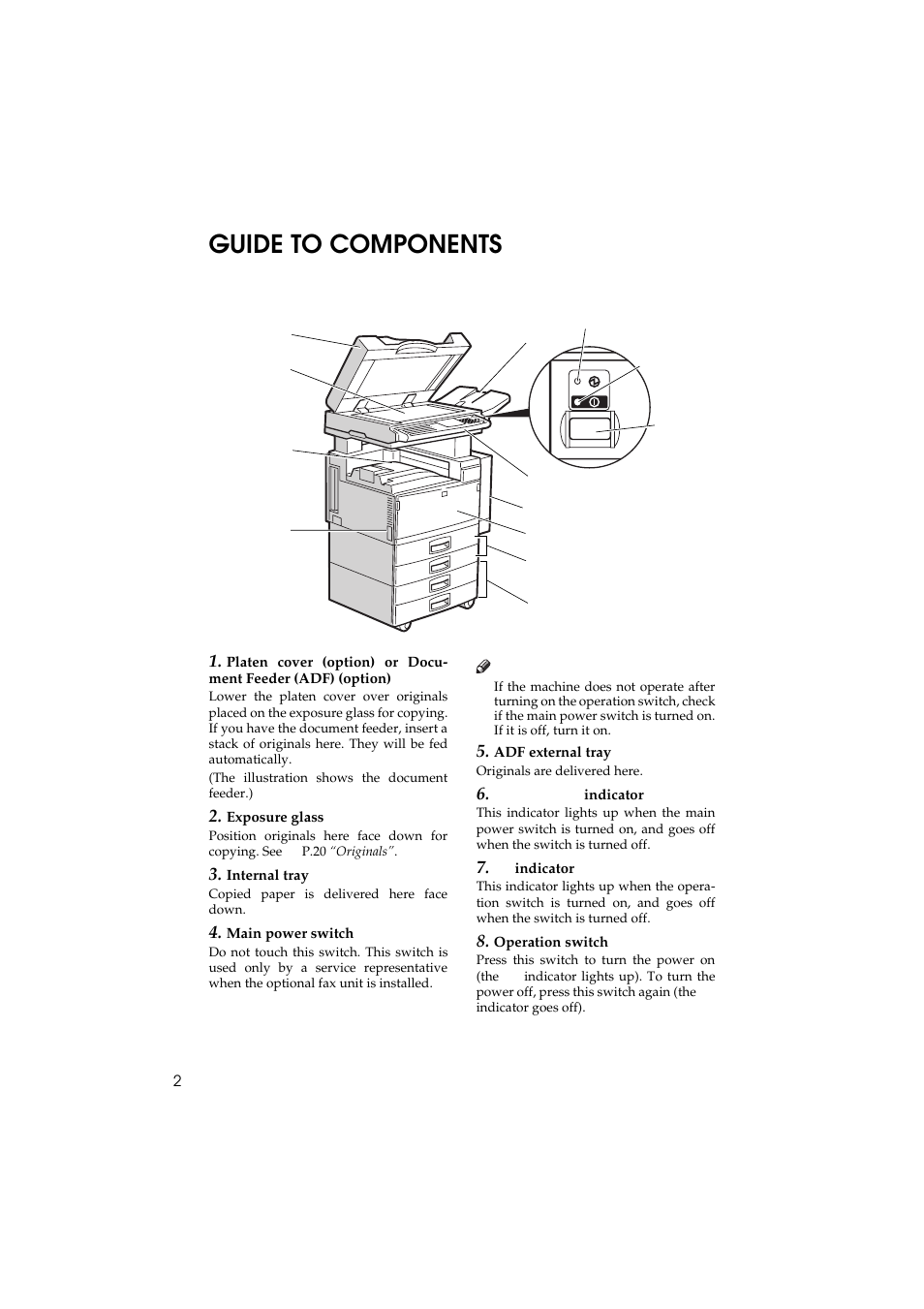 Guide to components | Ricoh 450 User Manual | Page 18 / 209