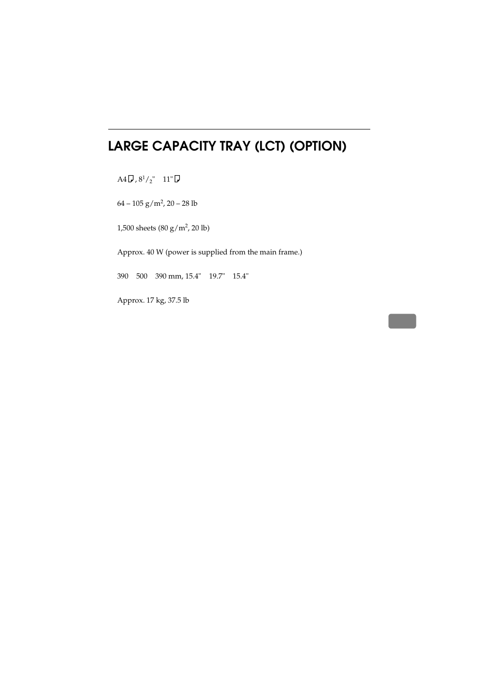 Large capacity tray (lct) (option), 6large capacity tray (lct) (option) | Ricoh 450 User Manual | Page 199 / 209