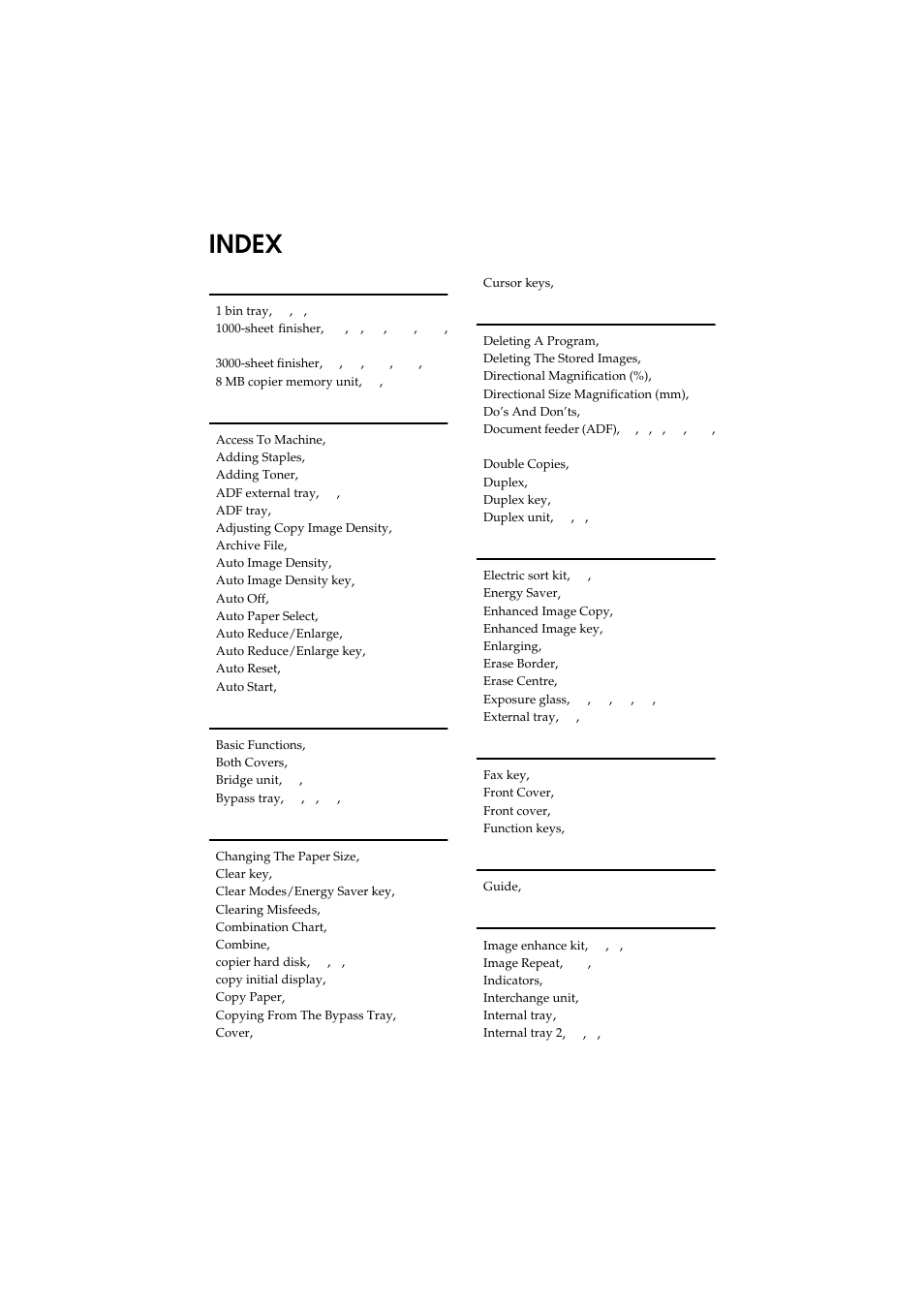 Index | Ricoh 450 User Manual | Page 204 / 209