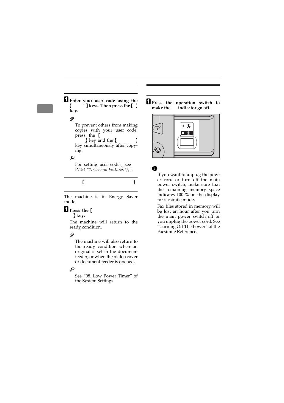 Turning off the power | Ricoh 450 User Manual | Page 34 / 209