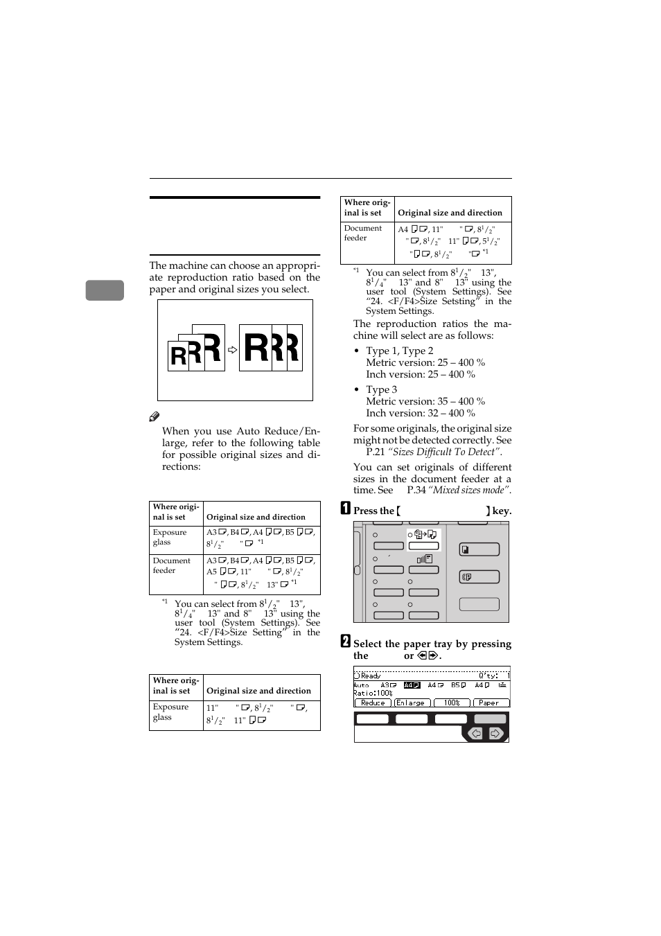 Auto reduce/enlarge | Ricoh 450 User Manual | Page 58 / 209