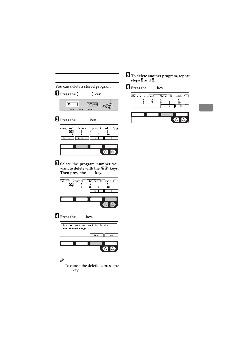 Deleting a program | Ricoh 450 User Manual | Page 77 / 209