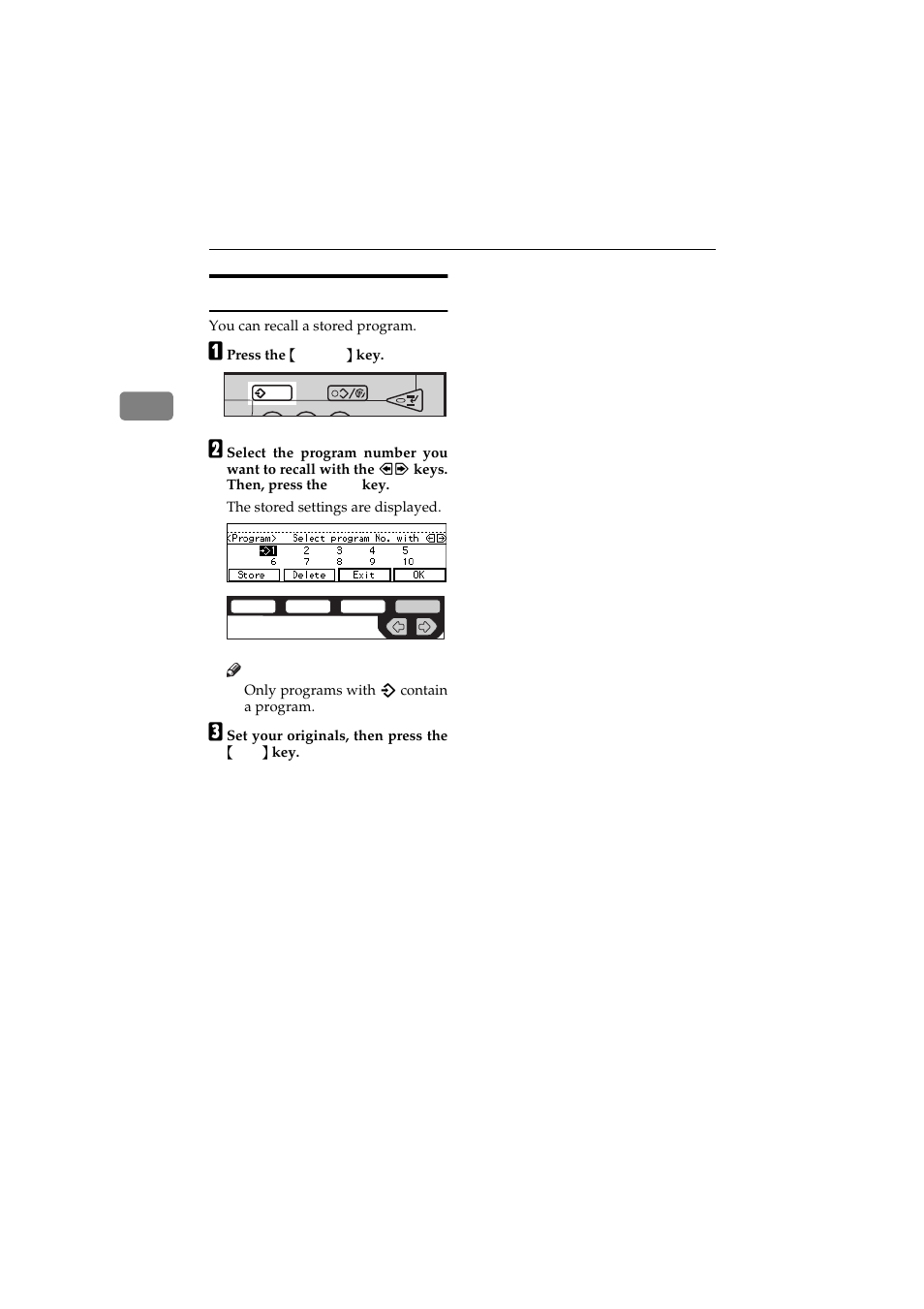 Recalling a program | Ricoh 450 User Manual | Page 78 / 209