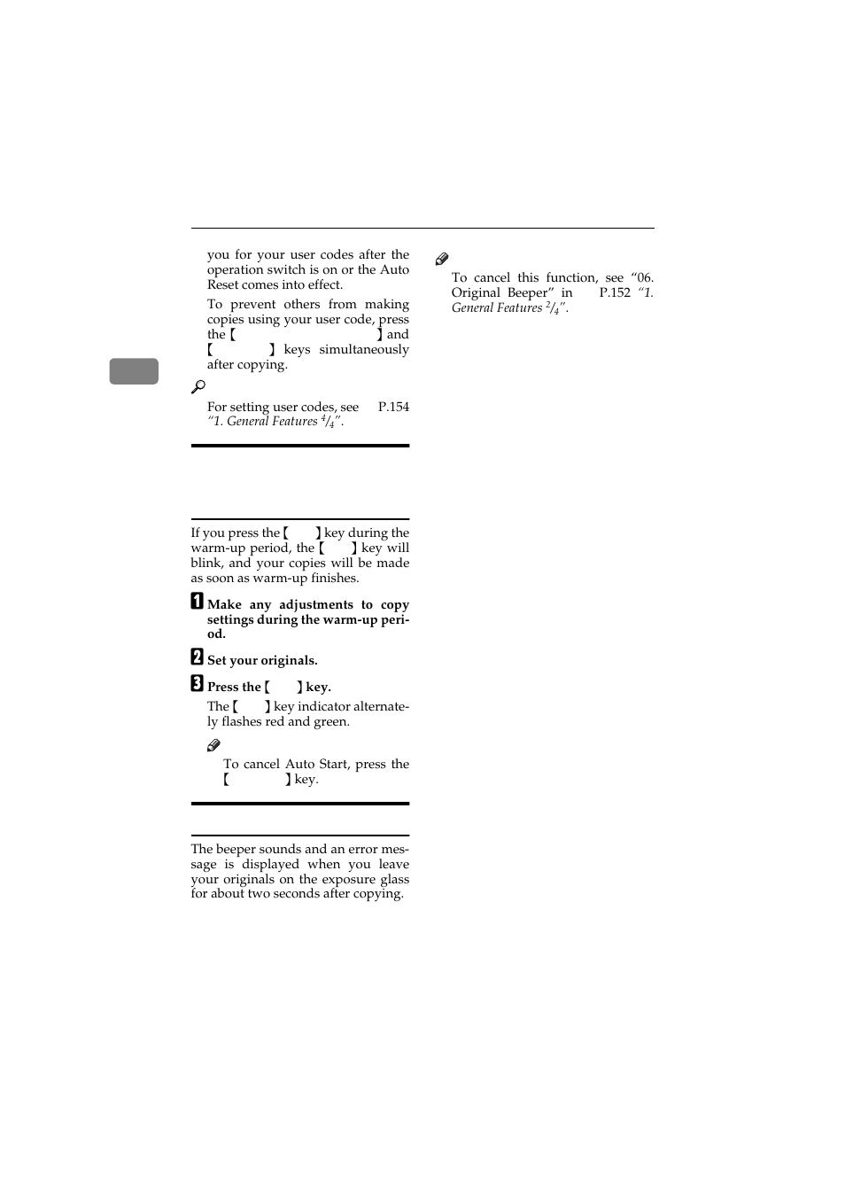 Auto start, Original beeper | Ricoh 450 User Manual | Page 80 / 209