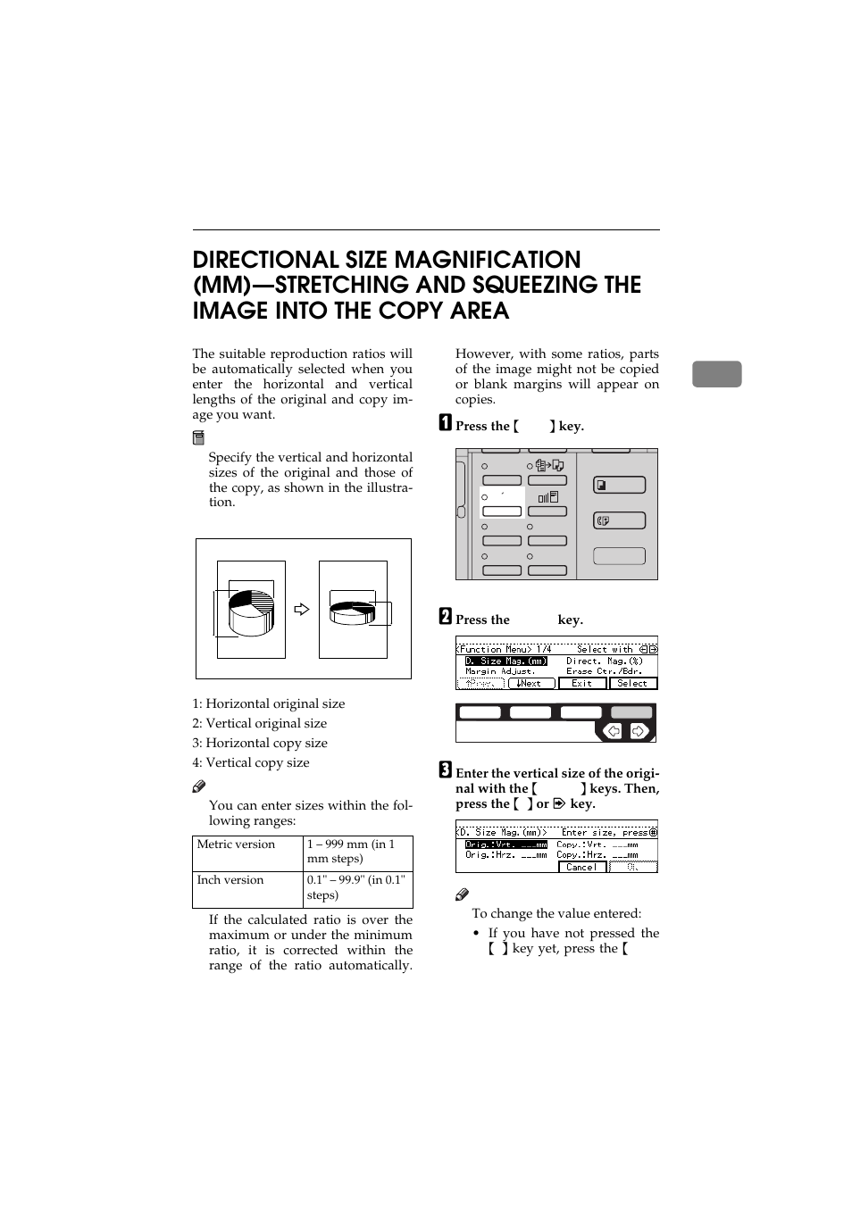 Directional size magnification | Ricoh 450 User Manual | Page 85 / 209