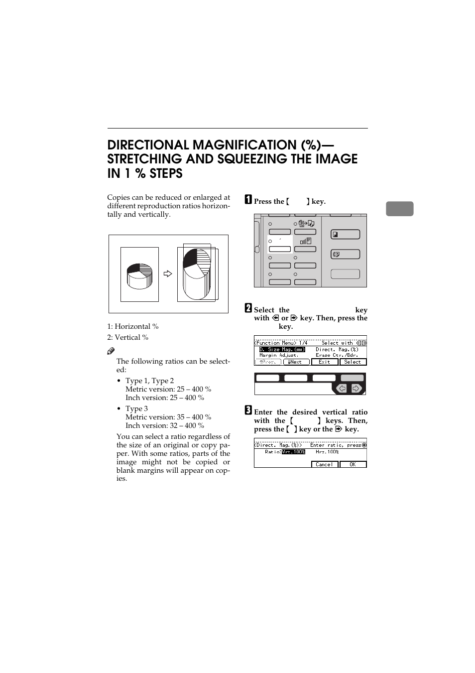 Directional magnification | Ricoh 450 User Manual | Page 87 / 209