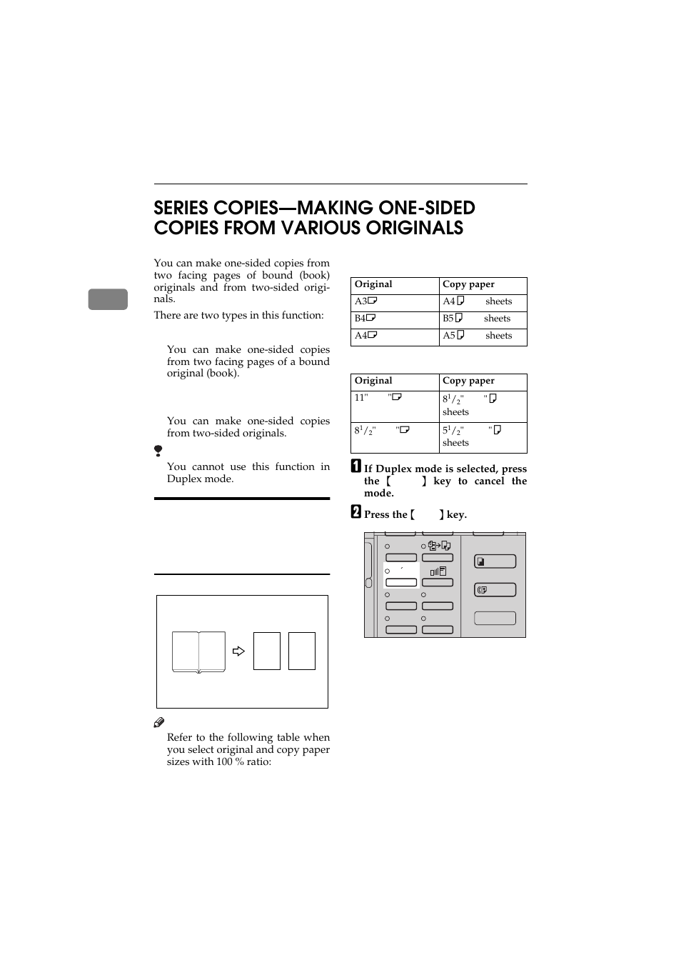 Series copies, Book -> 1-sided | Ricoh 450 User Manual | Page 98 / 209