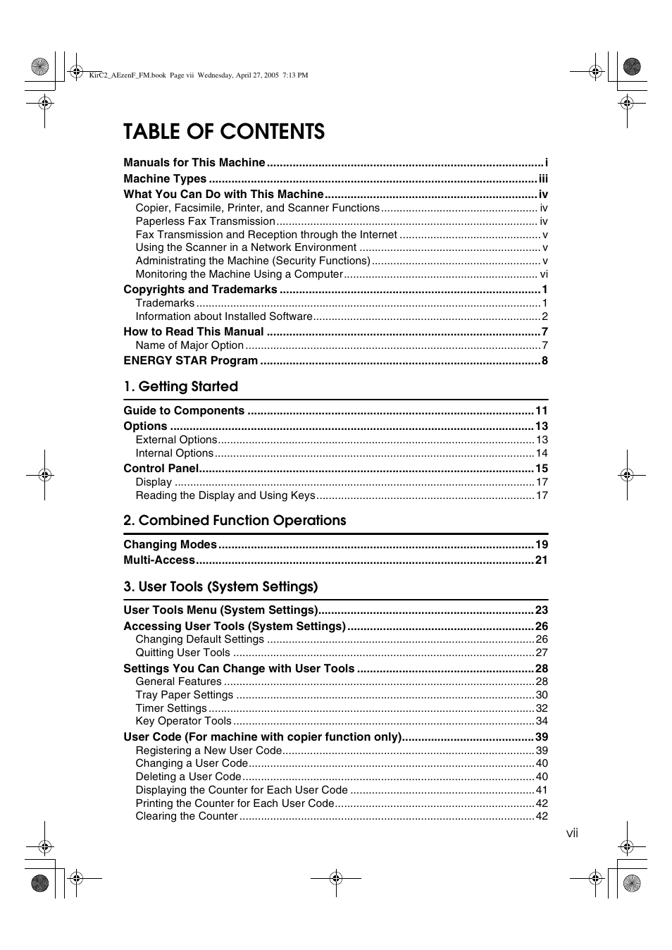 Ricoh Aficio DSm616 User Manual | Page 9 / 128