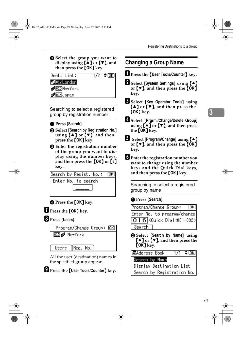 Changing a group name | Ricoh Aficio DSm616 User Manual | Page 91 / 128
