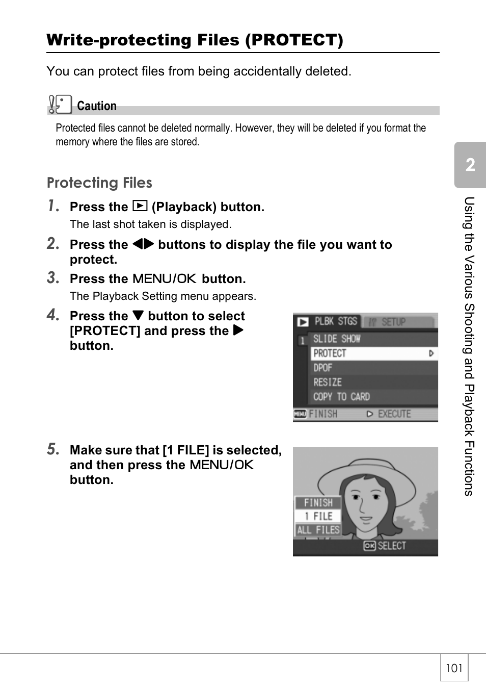 Write-protecting files (protect) | Ricoh CAPLIO R4 User Manual | Page 103 / 188