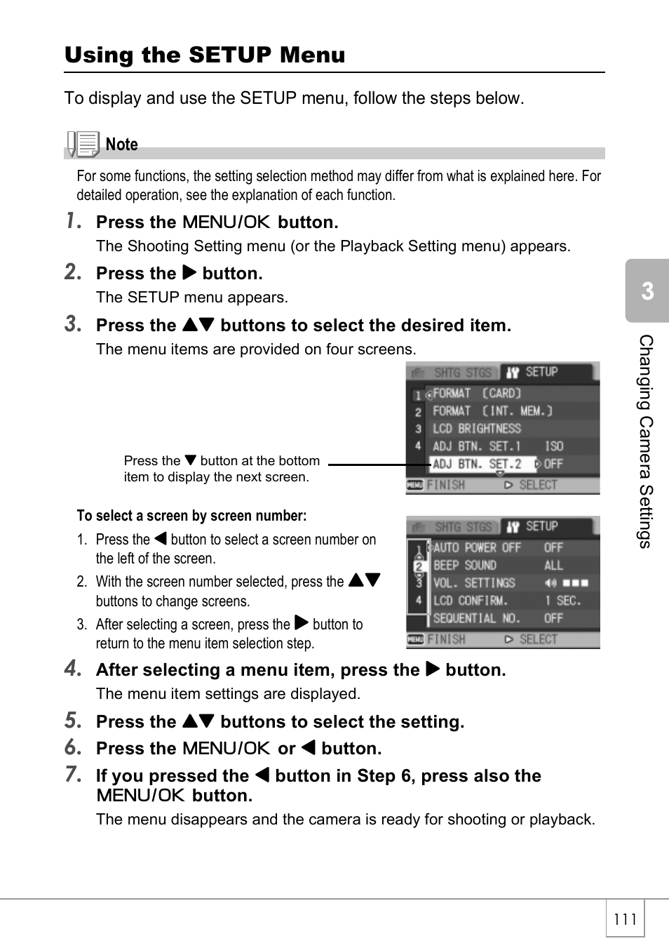 Using the setup menu | Ricoh CAPLIO R4 User Manual | Page 113 / 188