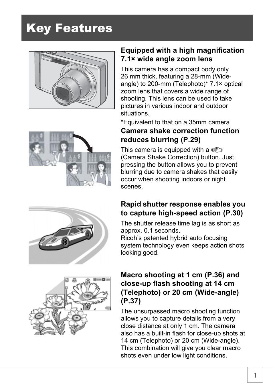 Key features | Ricoh CAPLIO R4 User Manual | Page 3 / 188