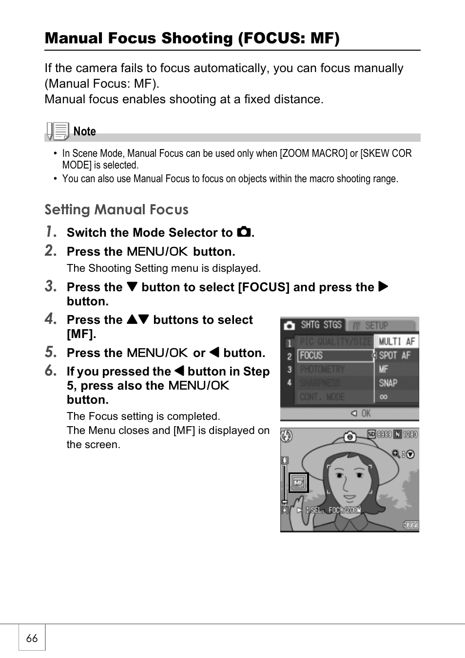 Manual focus shooting (focus: mf) | Ricoh CAPLIO R4 User Manual | Page 68 / 188