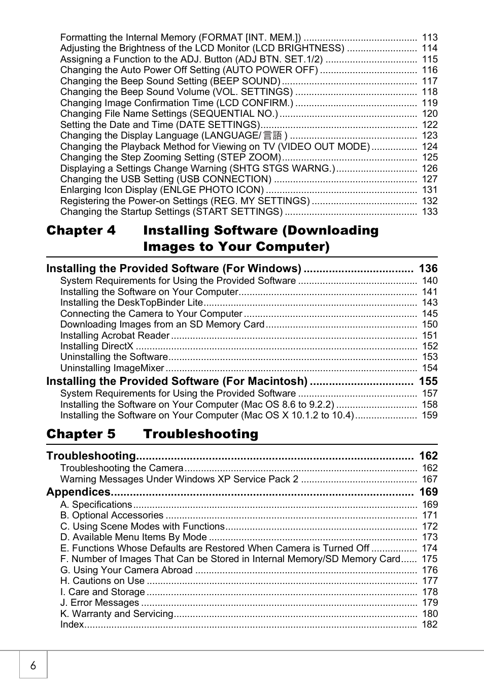 Chapter 5 troubleshooting | Ricoh CAPLIO R4 User Manual | Page 8 / 188