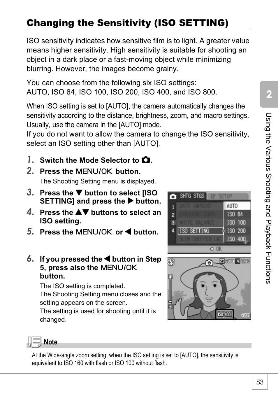 Changing the sensitivity (iso setting) | Ricoh CAPLIO R4 User Manual | Page 85 / 188
