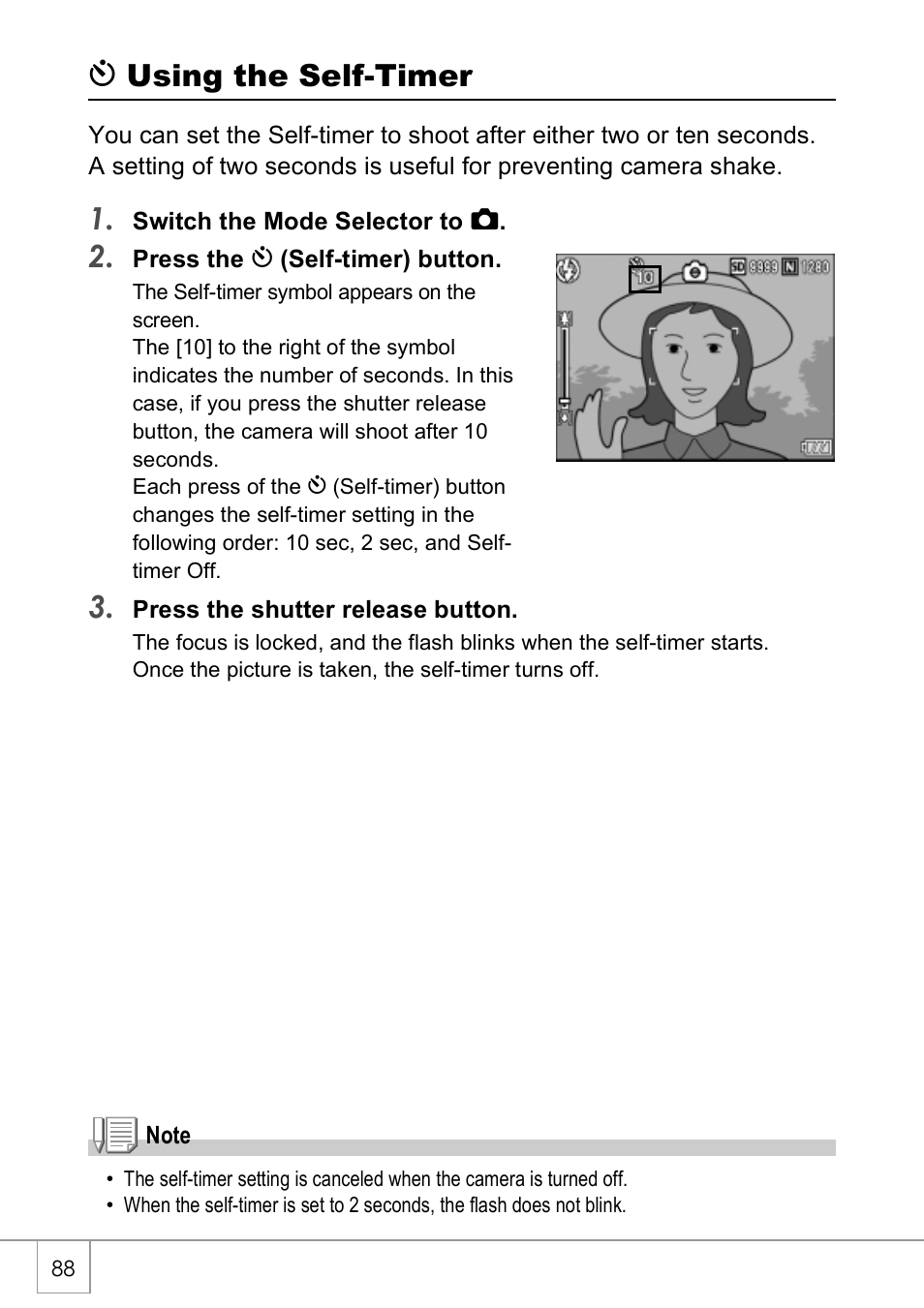 Tusing the self-timer | Ricoh CAPLIO R4 User Manual | Page 90 / 188