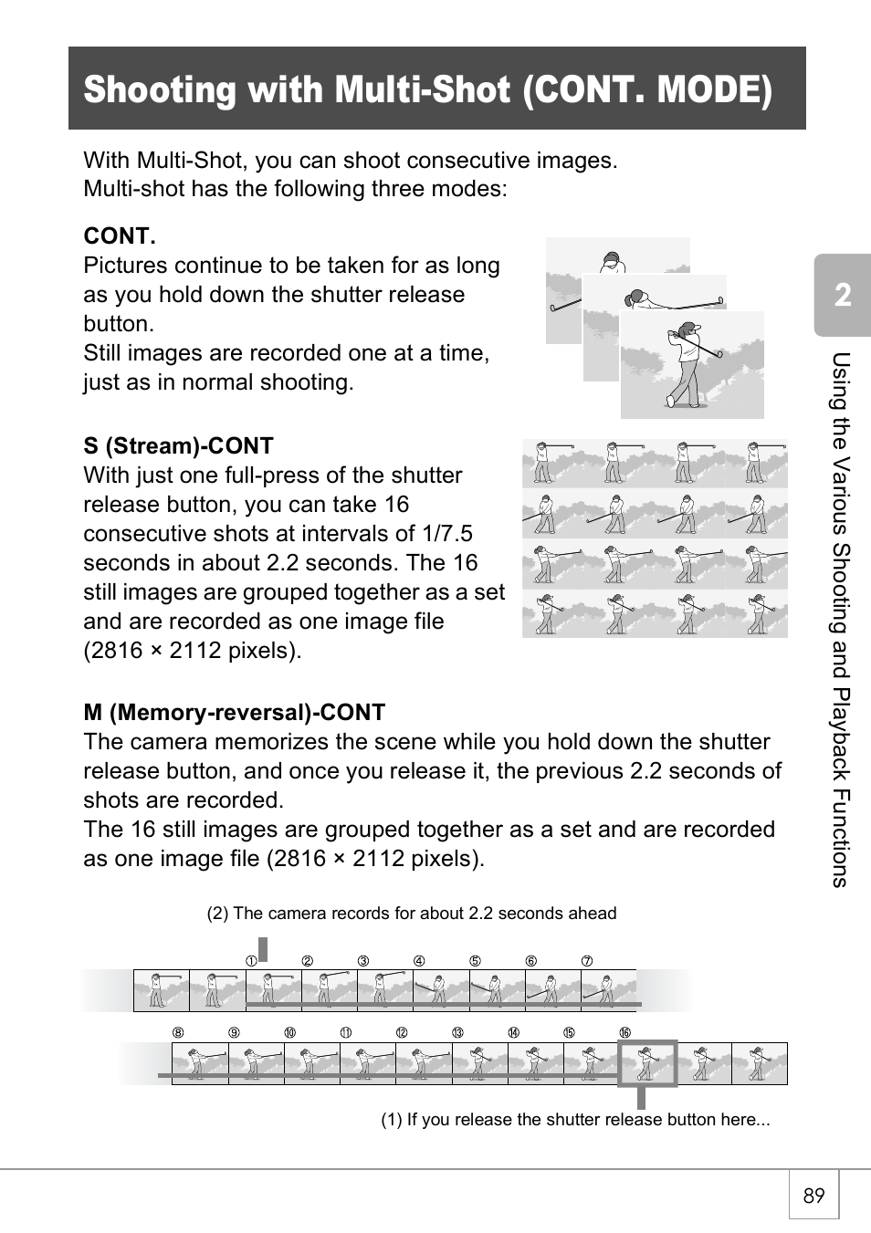 Shooting with multi-shot (cont. mode) | Ricoh CAPLIO R4 User Manual | Page 91 / 188