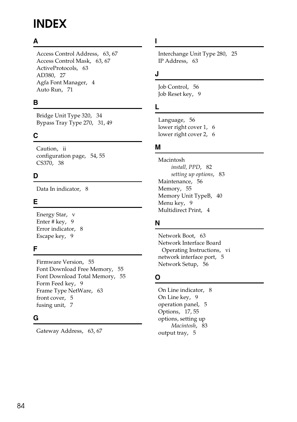 Index | Ricoh Aficio AP3200 User Manual | Page 100 / 102