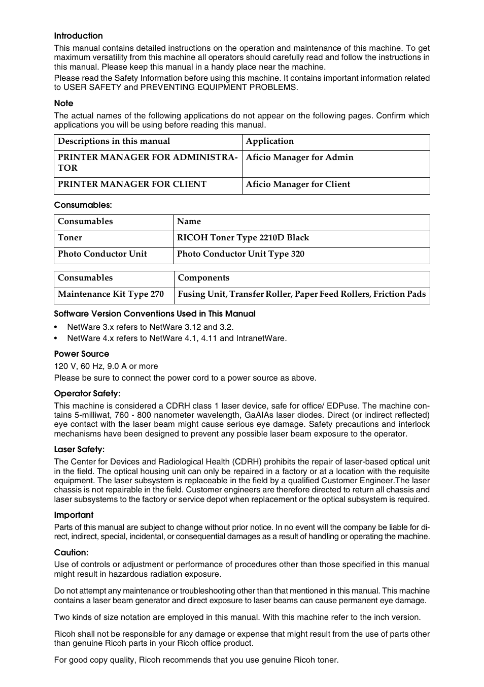 Ricoh Aficio AP3200 User Manual | Page 3 / 102