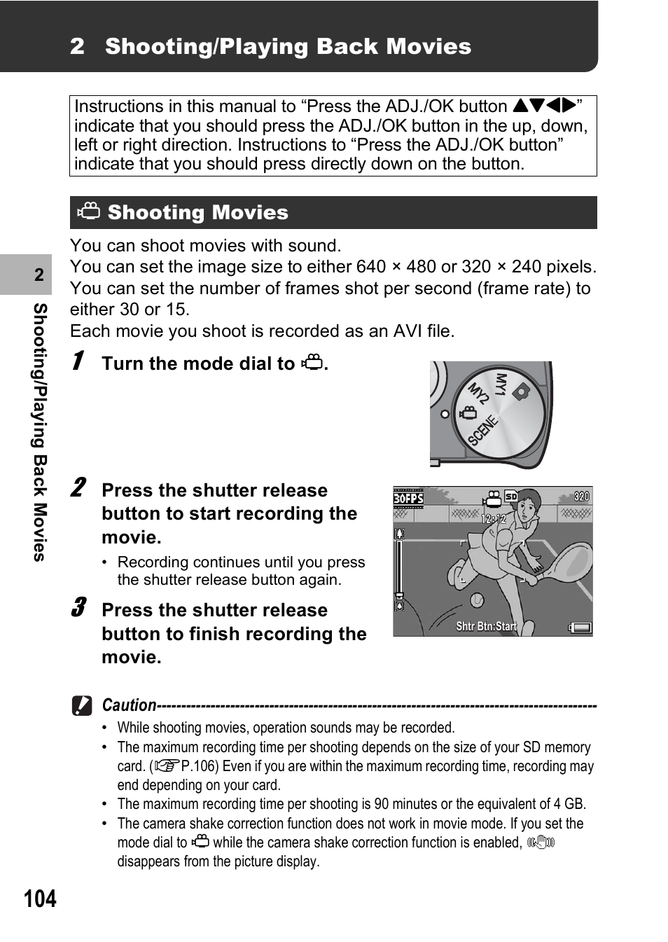 2 shooting/playing back movies | Ricoh R8 User Manual | Page 106 / 211